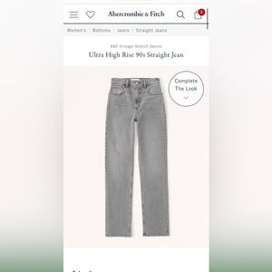 NWOT Abercrombie Ultra High-Rise 90’s Straight Jeans
